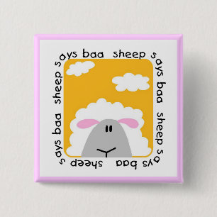 Sheep Says Baa Tshirts and Gifts 15 Cm Square Badge