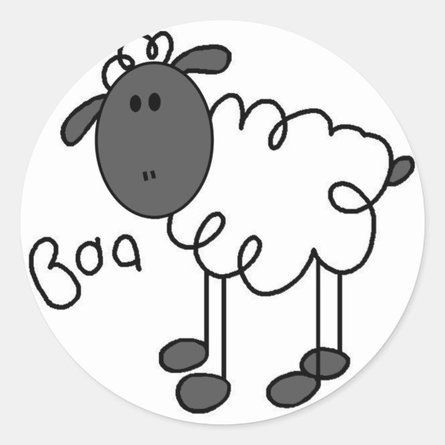 Sheep Says Baa Tshirts and Gifts Classic Round Sticker (Front)