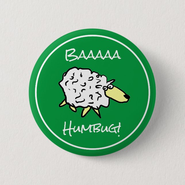 Sheep Says Baaaa Humbug - Christmas Button (Front)