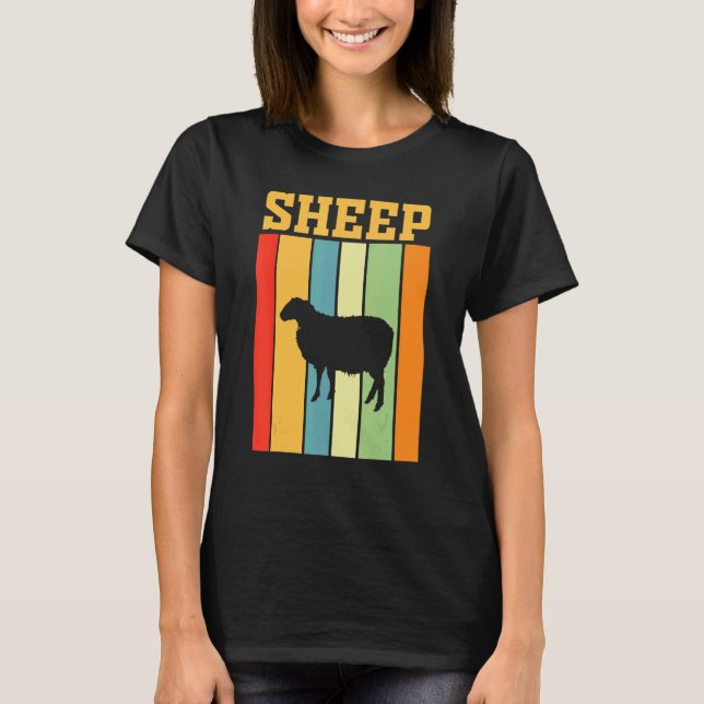 Sheep Shadow Silhouette In Retro Colours T-Shirt (Front)
