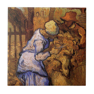Sheep Shearers (after Millet) by Vincent van Gogh Ceramic Tile