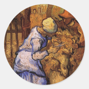 Sheep Shearers (after Millet) by Vincent van Gogh Classic Round Sticker