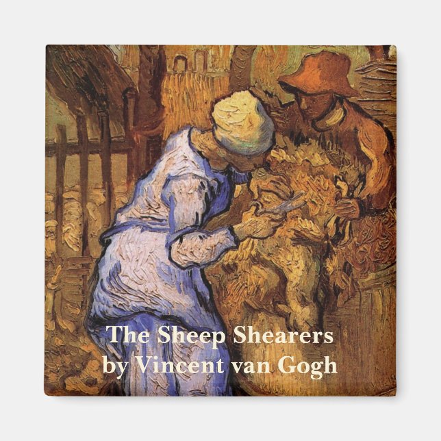 Sheep Shearers (after Millet) by Vincent van Gogh Magnet (Front)