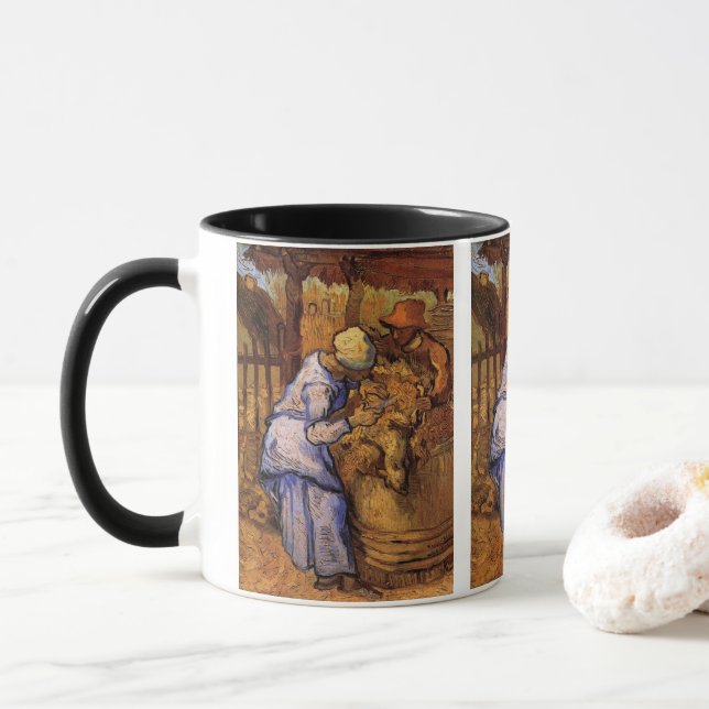 Sheep Shearers (after Millet) by Vincent van Gogh Mug (With Donut)