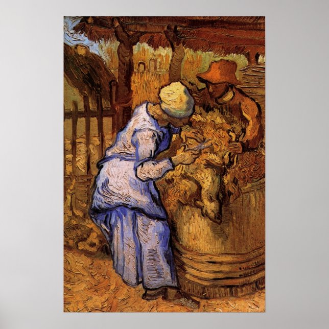Sheep Shearers (after Millet) by Vincent van Gogh Poster (Front)