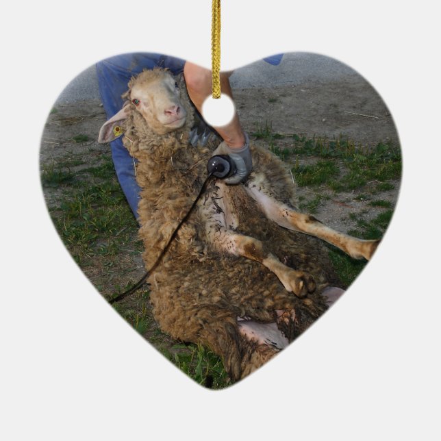 Sheep Shearing Ceramic Ornament (Back)