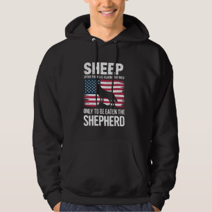 Sheep Shepherd USA Flag Wolves, Sheepdogs, and She Hoodie