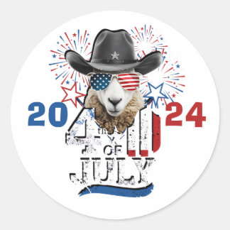 SHEEP SHERIFF -4TH OF JULY PERSONALIZED Sticker