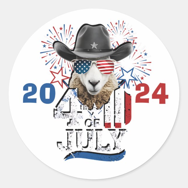 SHEEP SHERIFF -4TH OF JULY PERSONALIZED Sticker (Front)