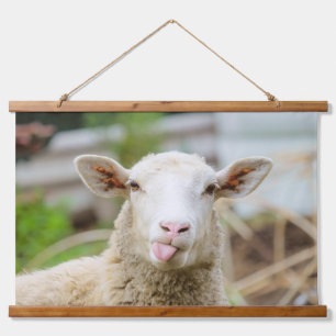 Sheep show tongue hanging tapestry