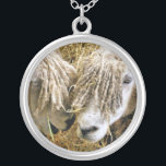 SHEEP SILVER PLATED NECKLACE<br><div class="desc">Two beautiful Cotswold sheep captured photographically in a funny and humourous moment talking to each other. Cotswold sheep originate from the Cotswolds in England and are bred for their wool and meat. They have long fleeces with an almost golden tint to it.</div>