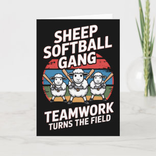 Sheep Softll Gang Teamwork Turns The Field Fun Card