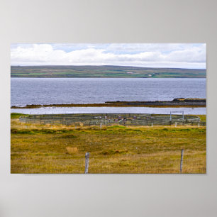 Sheep Sorting Corral by a Fjord, Iceland Poster