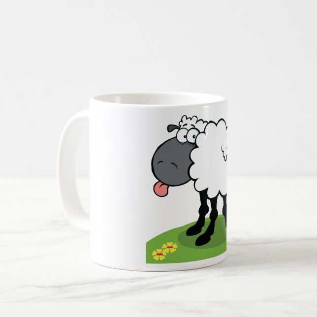 Sheep Sticking Tongue Out Coffee Mug (Front Left)