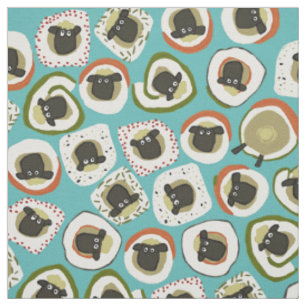 sheep sushi blue fabric
