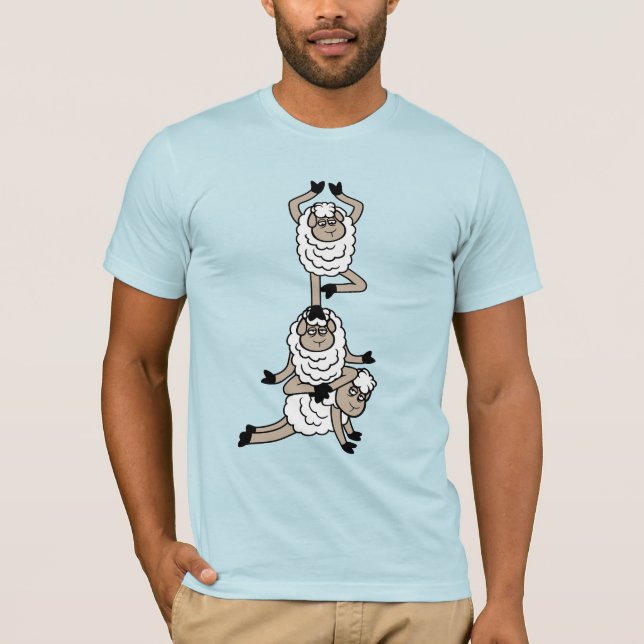 Sheep Tower Tired Bored Exhausted Yoga Meditation  T-Shirt (Front)