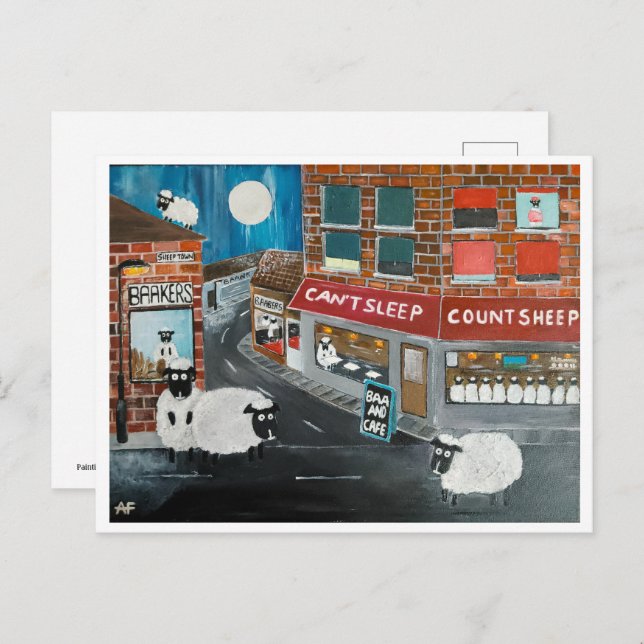 Sheep Town Painting by Alfred Fox Collectible Postcard (Front/Back)