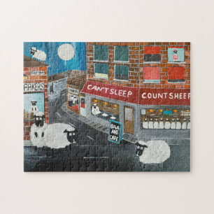 Sheep Town Painting by Alfred Fox Jigsaw Puzzle