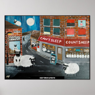 Sheep Town Painting by Alfred Fox Poster