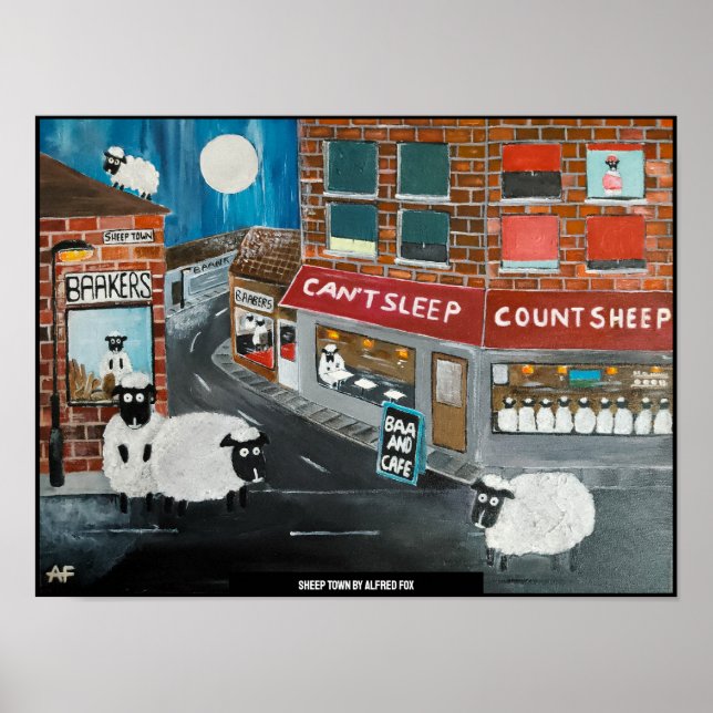 Sheep Town Painting by Alfred Fox Poster (Front)