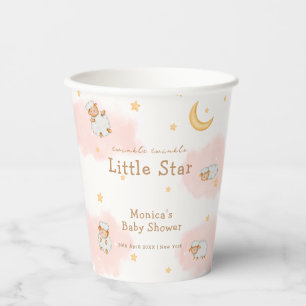 Sheep Twinkle Twinkle Moon Stars Girl Baby Shower Paper Cups