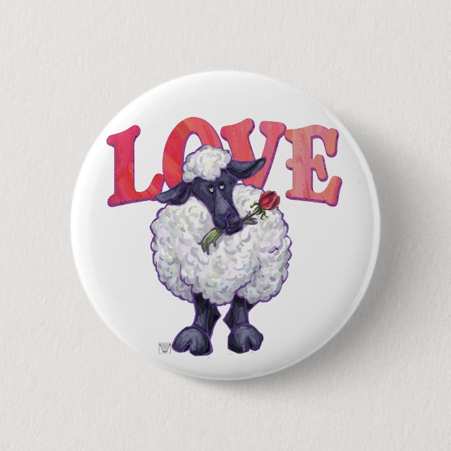 Sheep Valentine's Day 6 Cm Round Badge (Front)