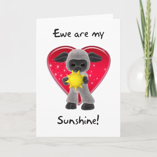 Sheep Valentine's Day Card - Ewe Are My Sunshine (Front)