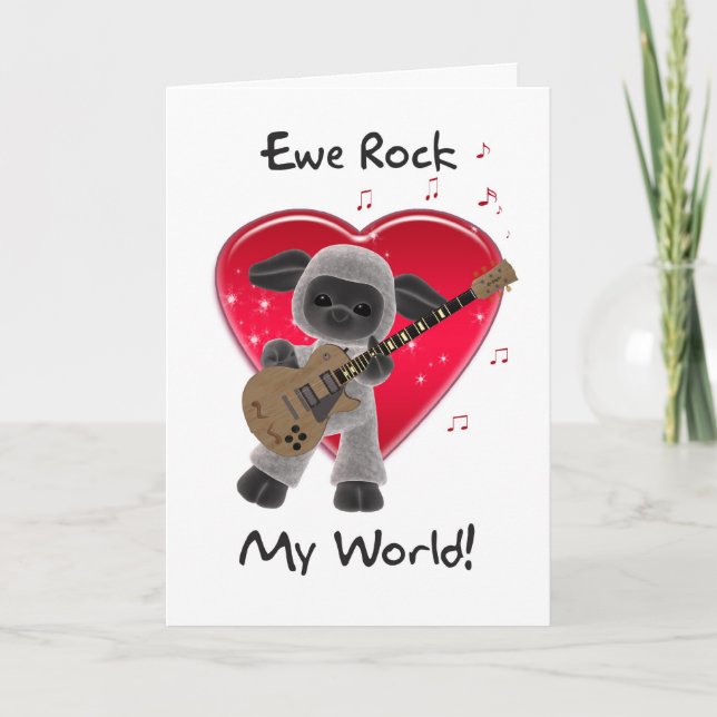 Sheep Valentine's Day Card - Ewe Rock My World (Front)