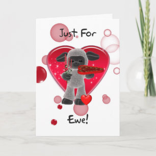 Sheep Valentine's Day Card - Just For Ewe