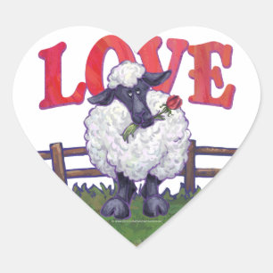 Sheep Valentine's Day Heart Sticker