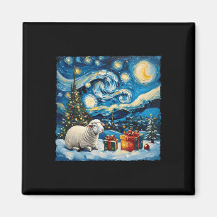 Sheep Van Gogh Style Starry Night Christmas Winter Magnet