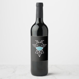 Sheep Wearing Mask Simple Sheep Present Wine Label