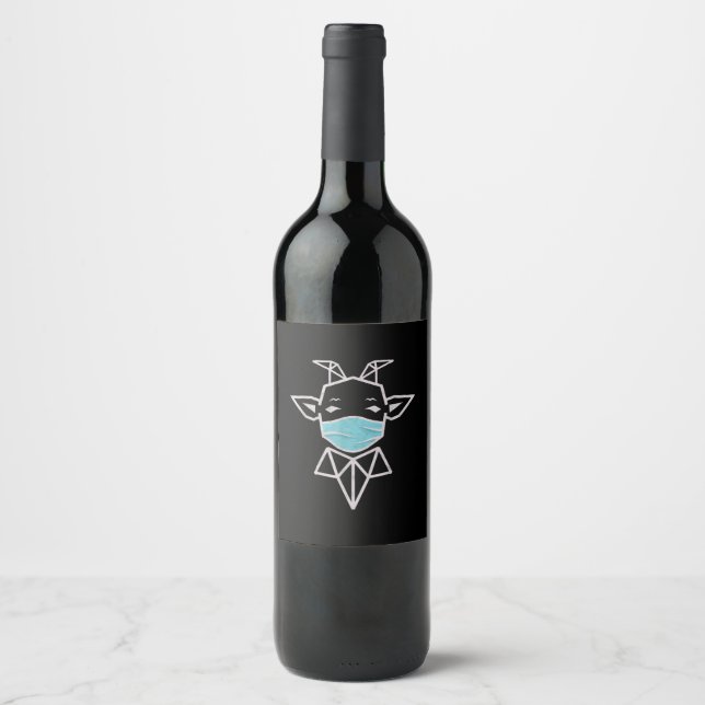 Sheep Wearing Mask | Simple Sheep Present Wine Label (Front)