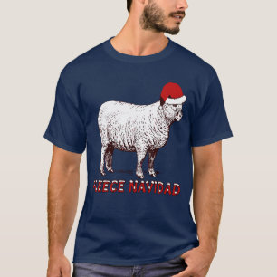 Sheep Wearing Santa Hat And Pun Fleece Navidad T-Shirt
