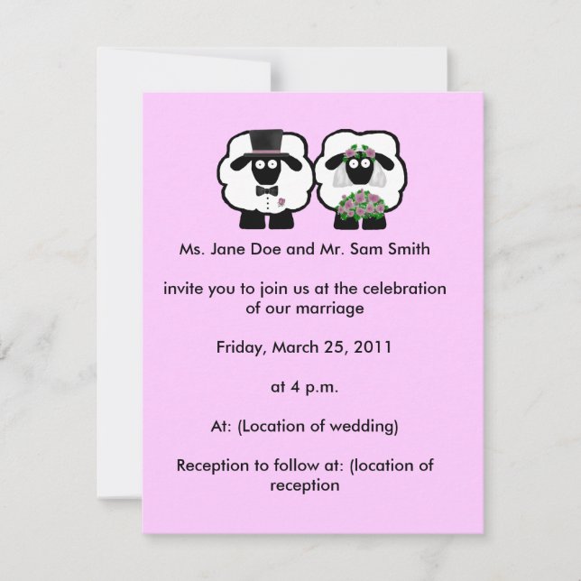 Sheep Wedding Invitation (Front)