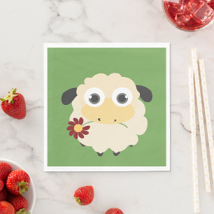 Sheep With A Flower Napkin