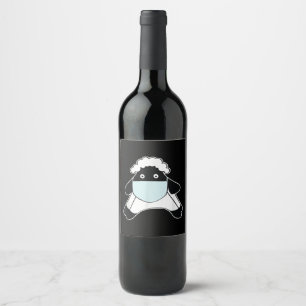 Sheep with face mask Animal Owner Gift Wine Label