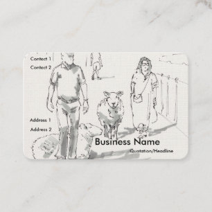 Sheep with people Drawing Business Cards
