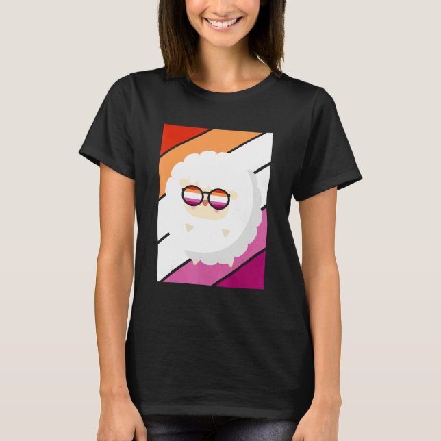 Sheep With Pride Lesbian Flag LGBTQ Proud Ally Pri T-Shirt (Front)
