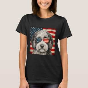 Sheepadoodle 4th Of July Aamerican Flag Dog T-Shirt