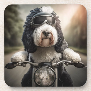 Sheepadoodle Biker Coasters