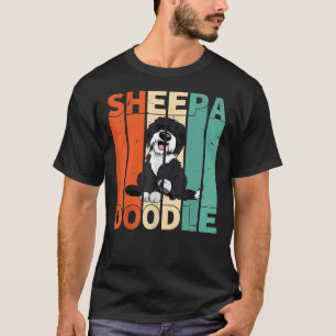 Sheepadoodle Black Poodle Retro Doodle Lovers T-Shirt