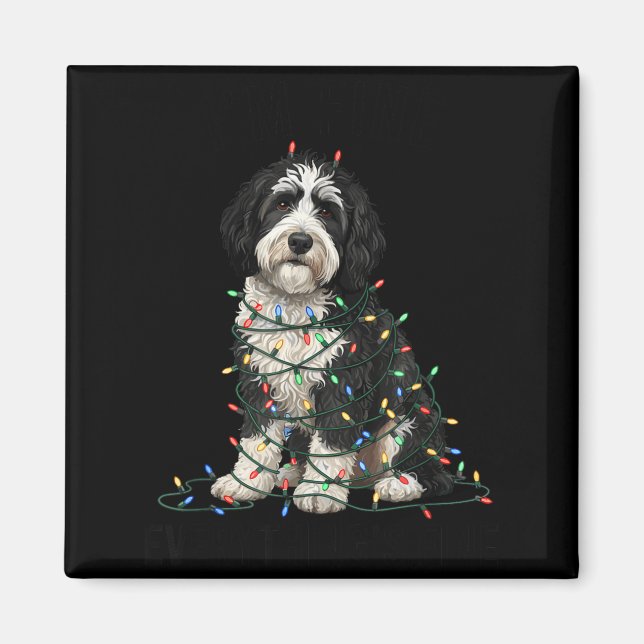 Sheepadoodle Christmas I'm Fine Everything Is Fine Magnet (Front)