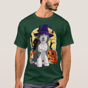 Sheepadoodle Cute Dog Halloween Witch Pumpkin T-Shirt