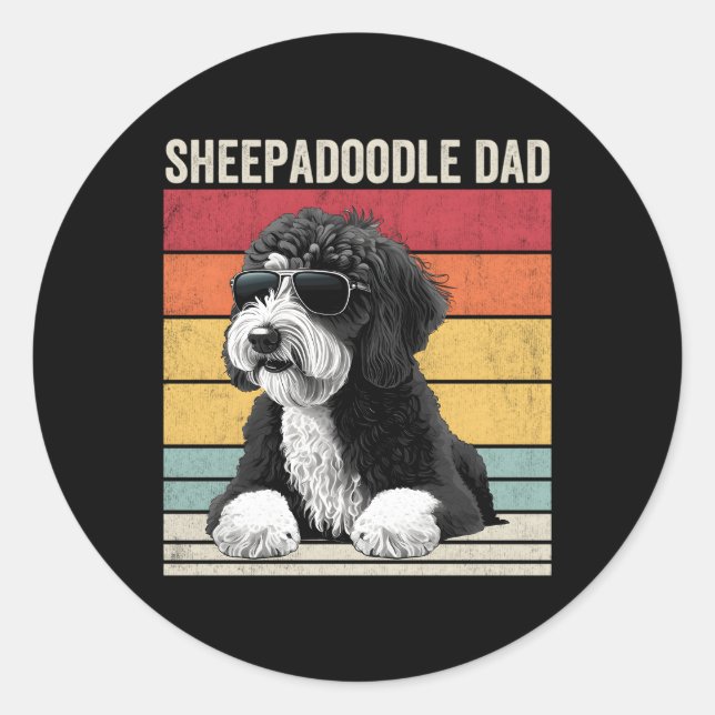 Sheepadoodle Dad Classic Round Sticker (Front)