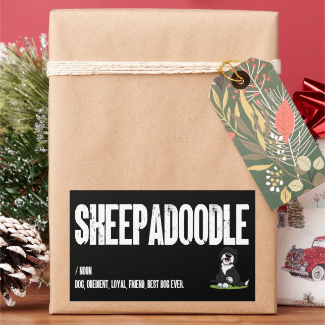 Sheepadoodle Dog Definition, Doodle Dog Noun Gifts Rectangular Sticker (Holiday)