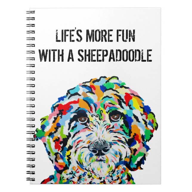 Sheepadoodle Dog Notebook 6.5" x 8.75" (Front)