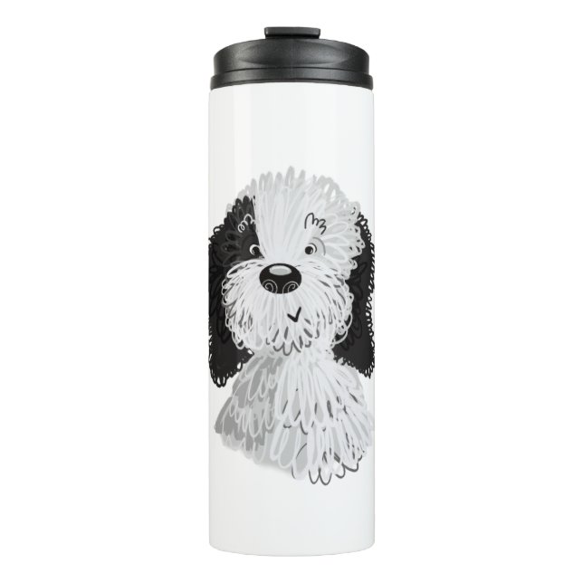 Sheepadoodle hand drawn illustration thermal tumbler (Front)