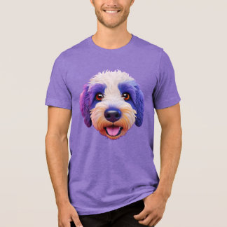 Sheepadoodle happy face purple spotted Tri-Blend shirt