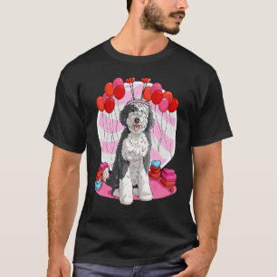 Sheepadoodle Heart Valentine Day Dog T-Shirt